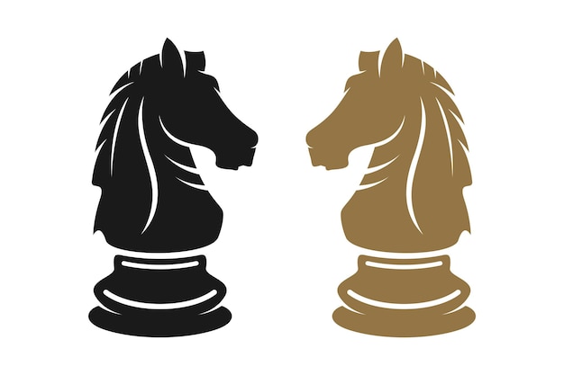 Design do logotipo da silhueta do garanhão do cavalo do cavaleiro xadrez  negro