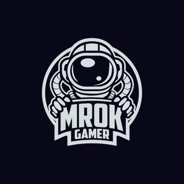 Vetor design do logotipo do astronauta mrok gamer