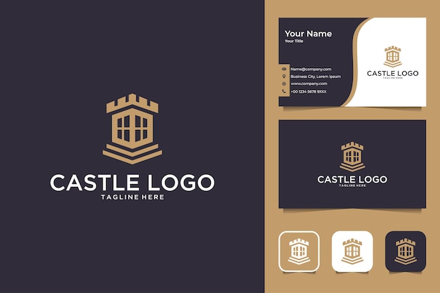 Design do logotipo do castelo e cartão de visita