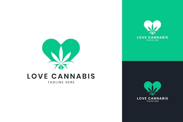 Design do logotipo do espaço negativo da love cannabis