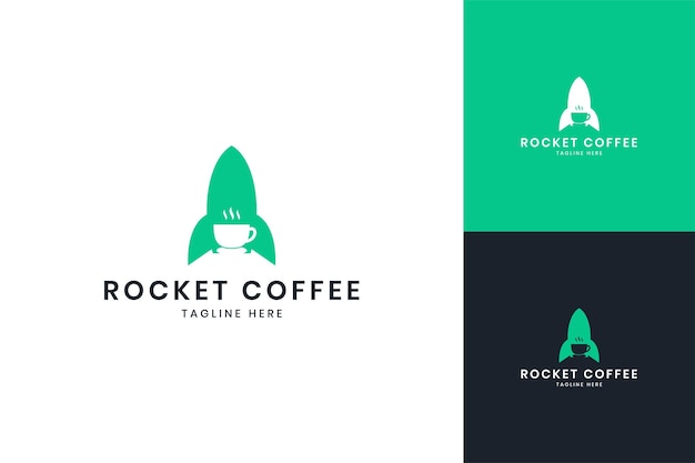 Design do logotipo do espaço negativo do café rocket