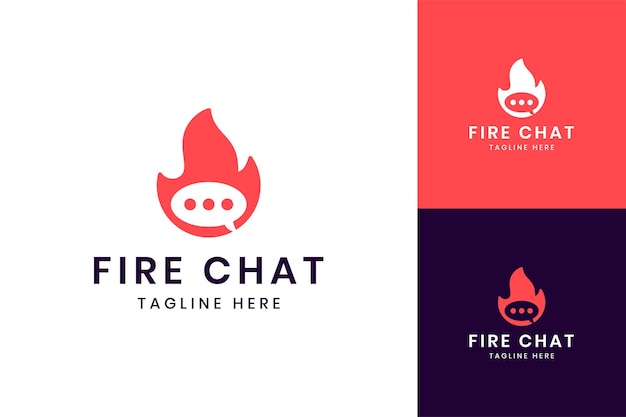 Design do logotipo do espaço negativo do chat de fogo