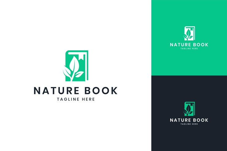 Design do logotipo do espaço negativo do livro da folha