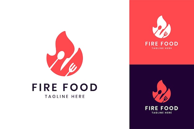 Design do logotipo do espaço negativo para alimentos fire