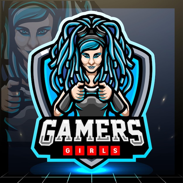 Design do logotipo do Gamer Girls mascote esport