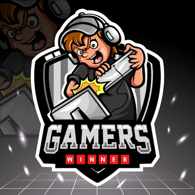 Design do logotipo do gamers mascote esport