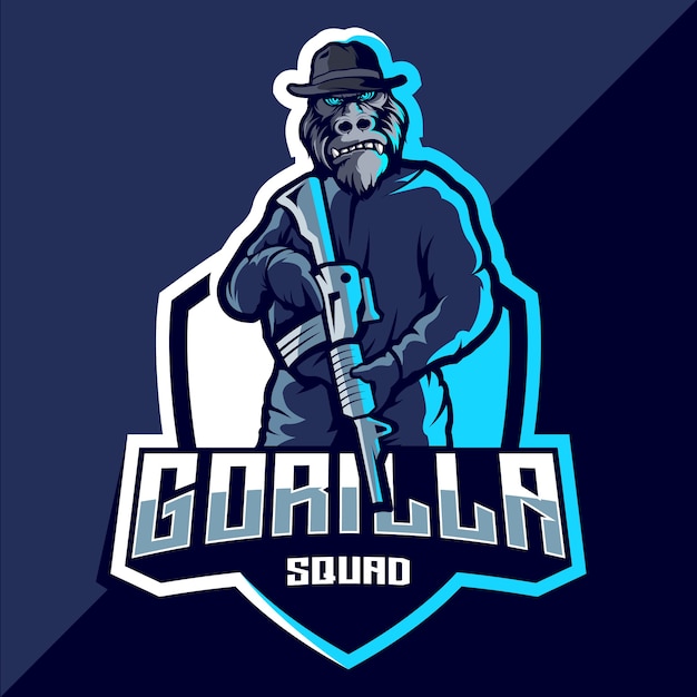 Design do logotipo do gorilla squad esport