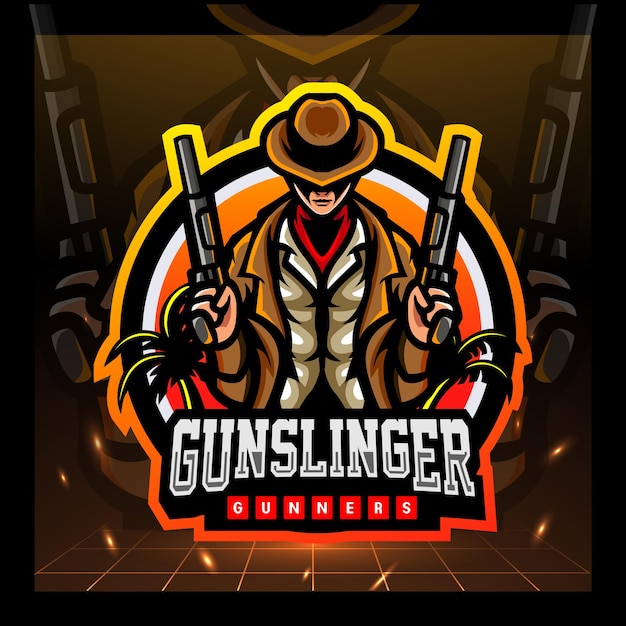 Design do logotipo do gunslinger mascote esport