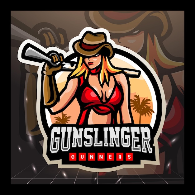 Design do logotipo do gunslinger mascote esport