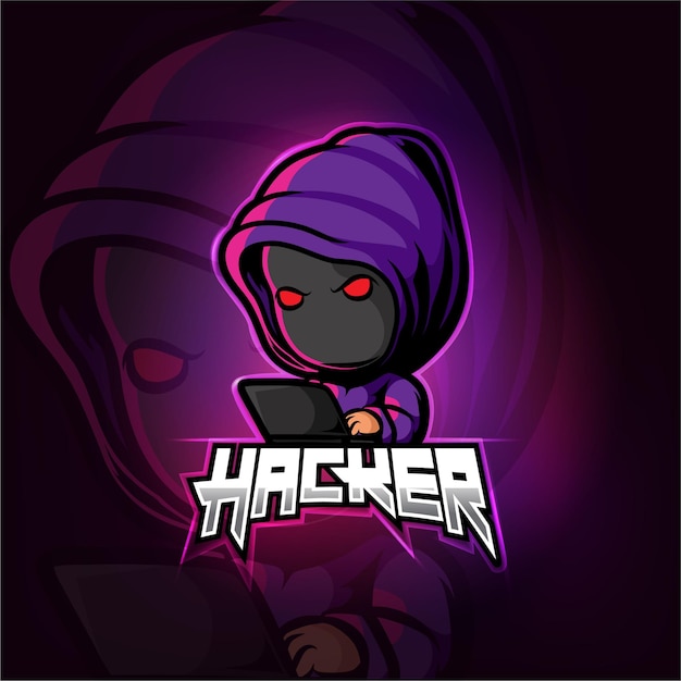Design do logotipo do Hacker mascote esport
