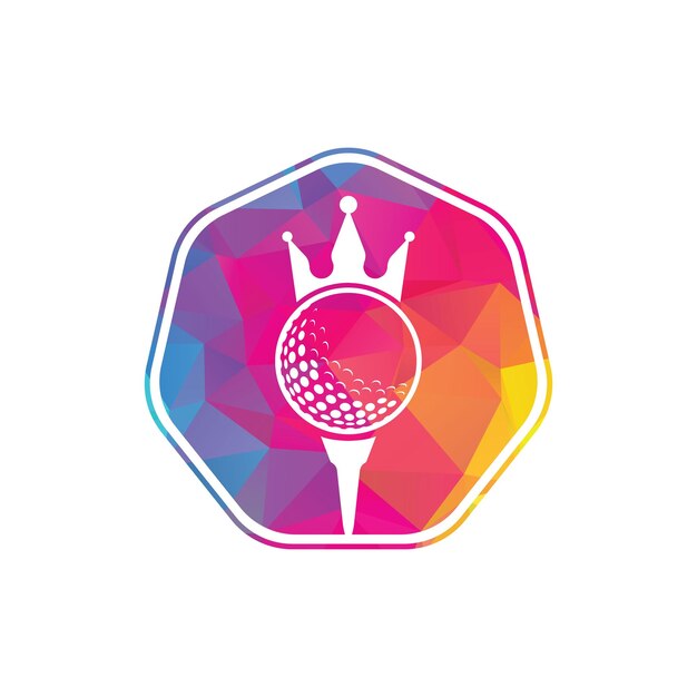 Vetor design do logotipo do king golf vector bola de golfe com ícone do vetor da coroa