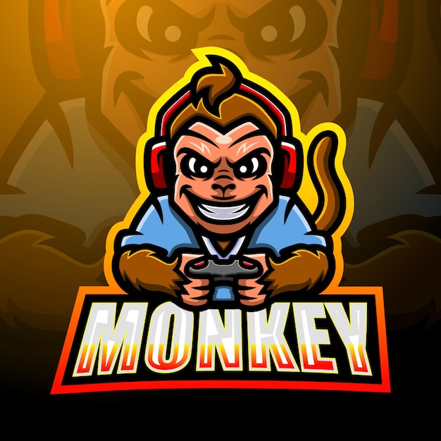 Vetor design do logotipo do macaco mascote esport