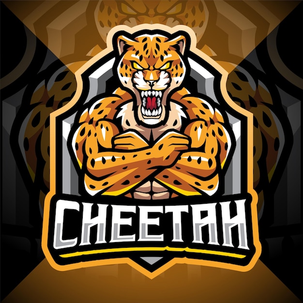 Design do logotipo do mascote cheetah esport