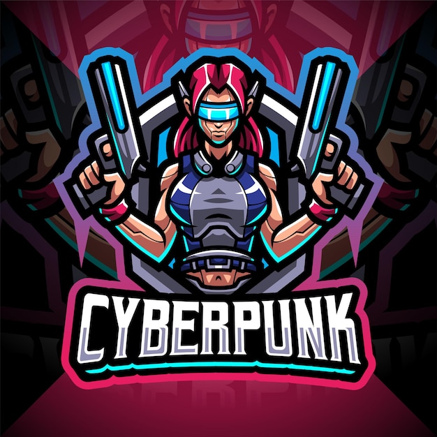 Design do logotipo do mascote cyberpunk esport