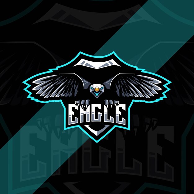 Design do logotipo do mascote da águia voadora