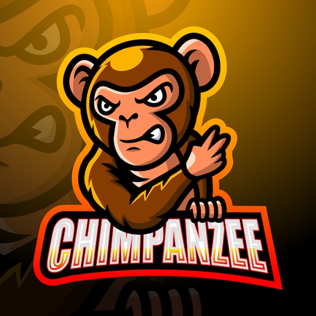 Design do logotipo do mascote do chimpanzé