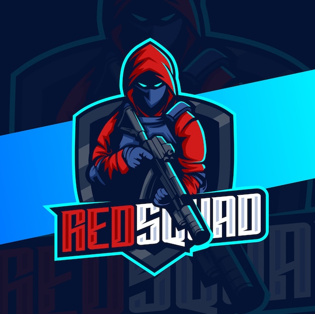 design do logotipo do mascote do esquadrão do exército esport