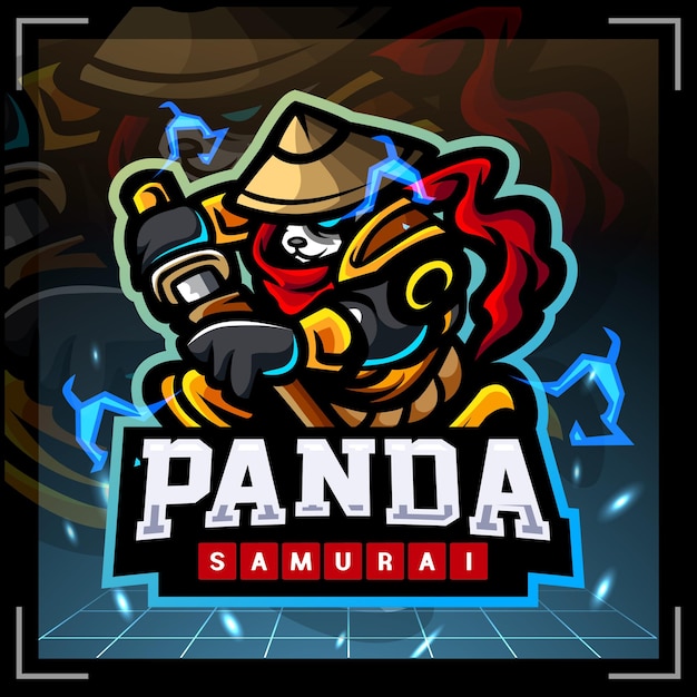 Design do logotipo do mascote do Panda Samurai