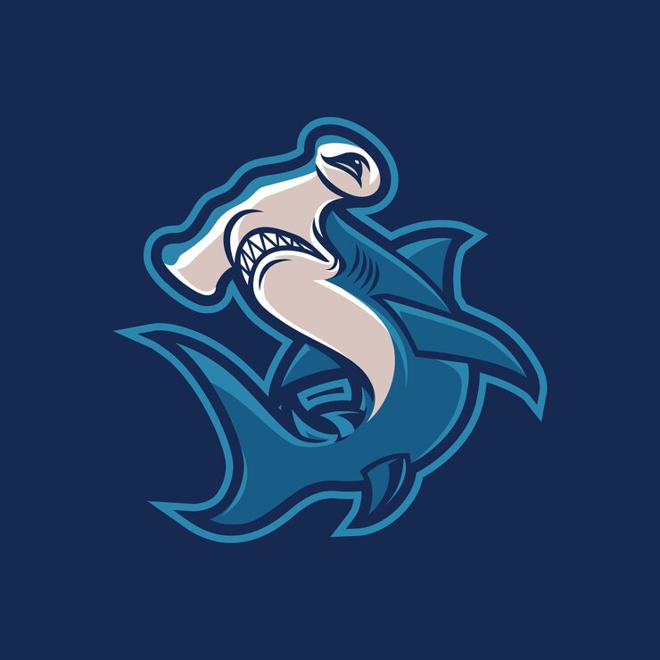 Design do logotipo do mascote do tubarão-martelo