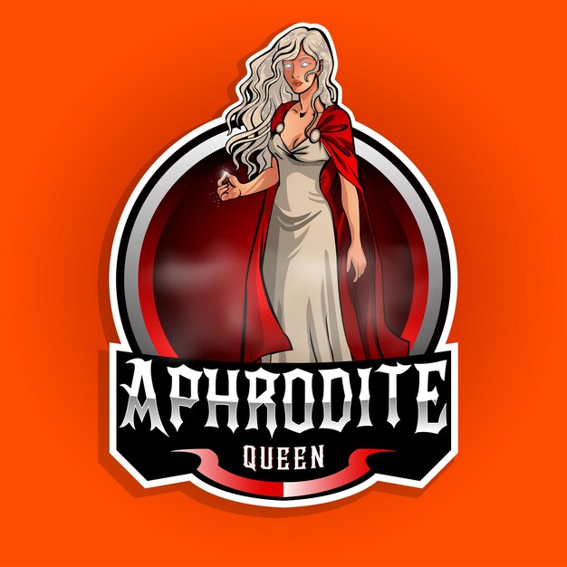 Vetor design do logotipo do mascote esport da deusa afrodite