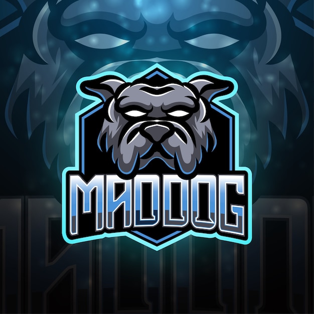 Design do logotipo do mascote esportivo mad dog