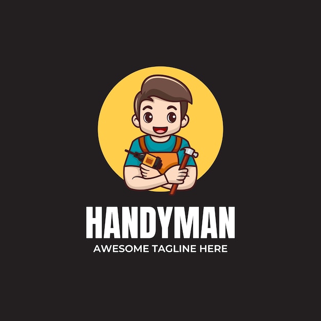 Design do logotipo do mascote handyman