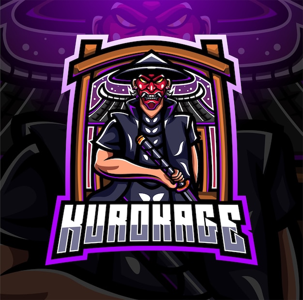 Design do logotipo do mascote kurokage esport