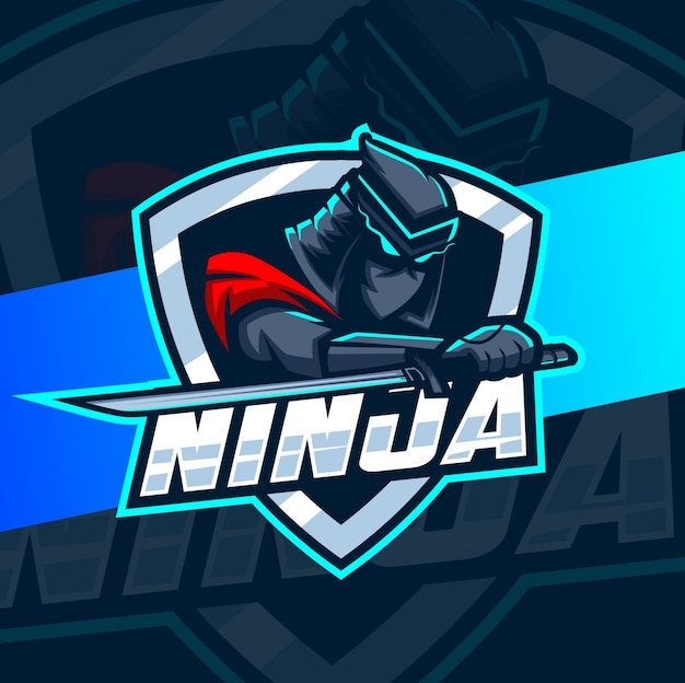 Design do logotipo do mascote ninja esport