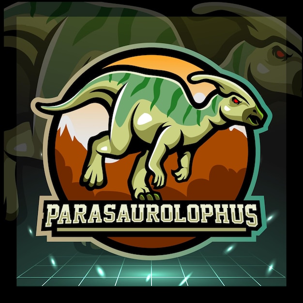 Design do logotipo do mascote parasaurolophus esport