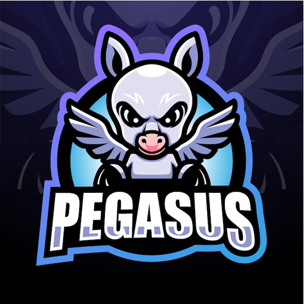 Design do logotipo do mascote pegasus esport