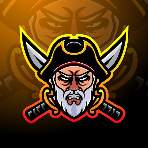 Design do logotipo do mascote pirata esport