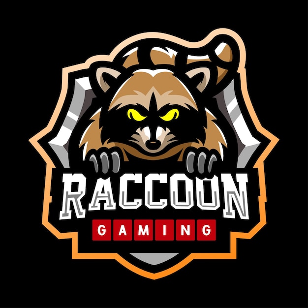 Design do logotipo do mascote raccoon