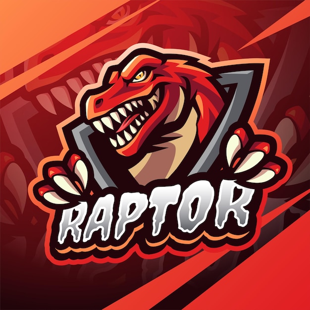 Design do logotipo do mascote raptor esport