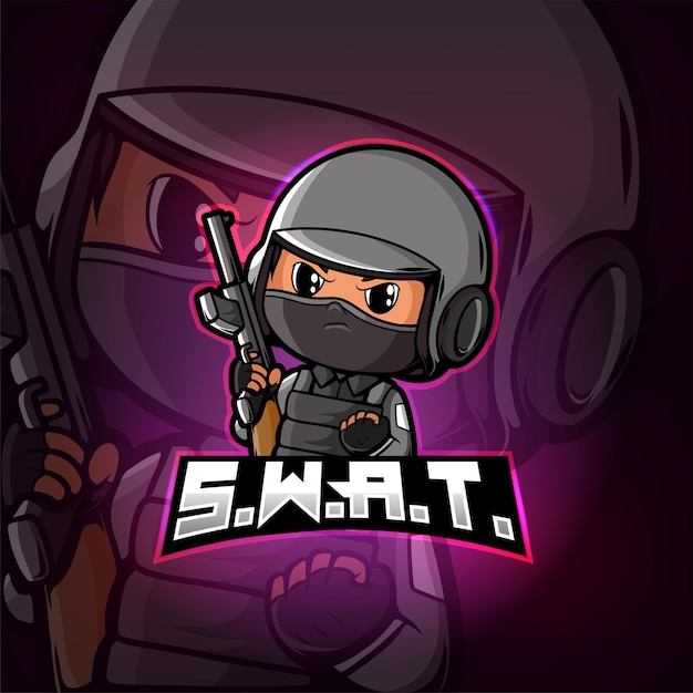 Design do logotipo do mascote swat esport