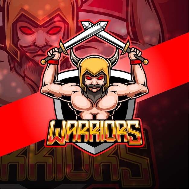 Design do logotipo do mascote warrior esport