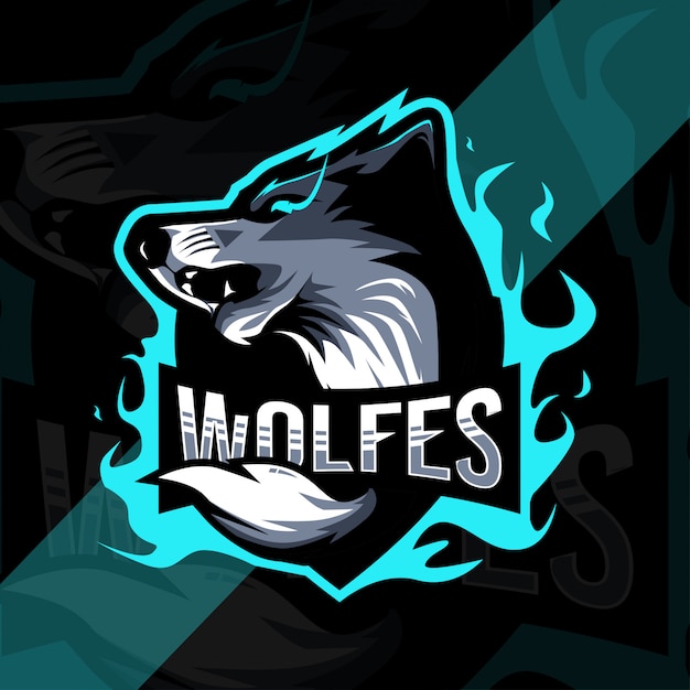 Design do logotipo do mascote wolf angry