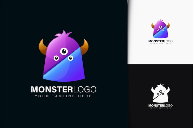 Design do logotipo do monstro com gradiente