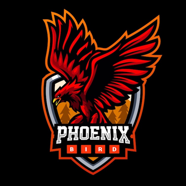 Design do logotipo do phoenix bird mascote esport