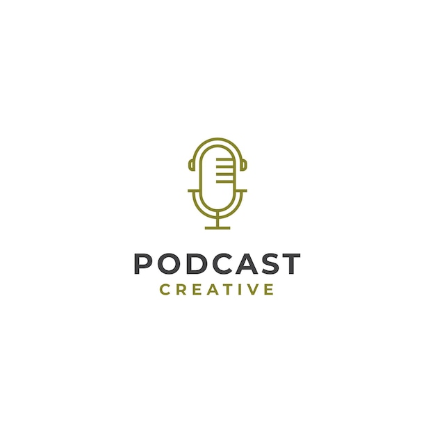 Design do logotipo do podcast creative monoline