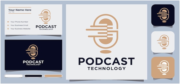 Design do logotipo do podcast design do logotipo do bate-papo do microfone do podcast logotipo do rádio usando microfone