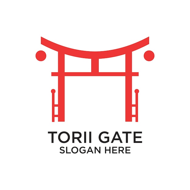 Vetor design do logotipo do portão torii conceito simples premium vector