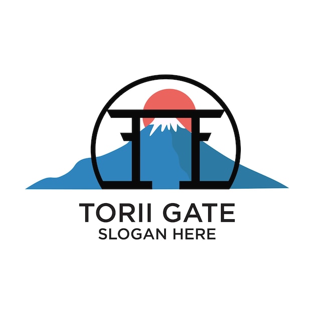 Vetor design do logotipo do portão torii conceito simples premium vector