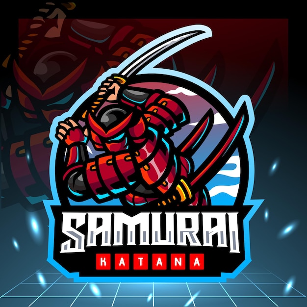 Design do logotipo do samurai mascote esport