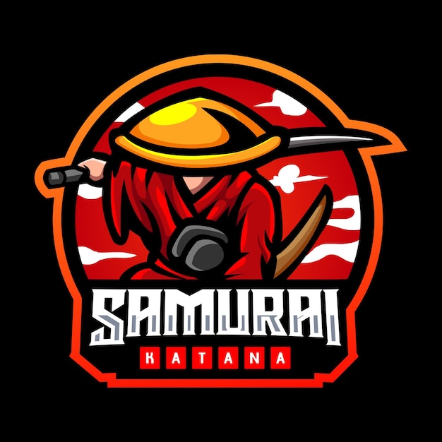 Design do logotipo do samurai mascote esport