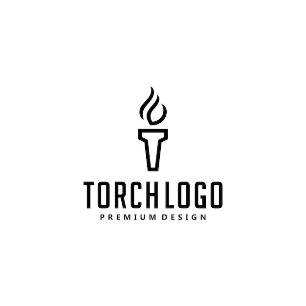 Vetor design do logotipo do símbolo da tocha de luz inicial t