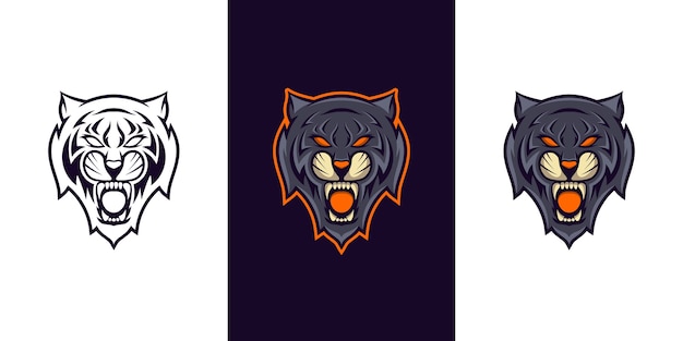 Design do logotipo do tigre selvagem e mascote do esporte