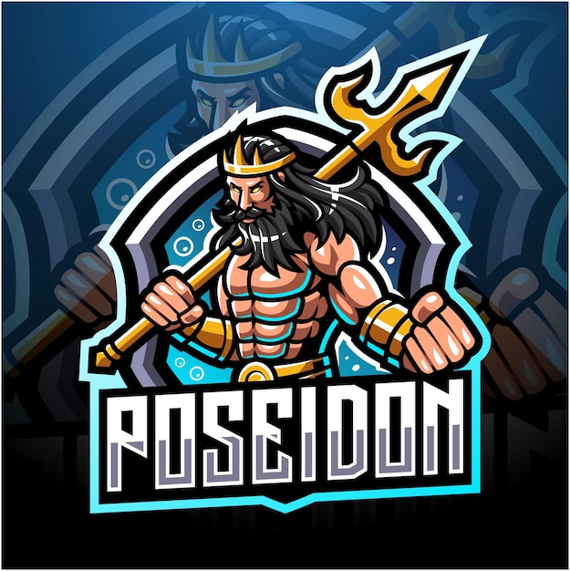 Design do logotipo esportivo do mascote poseidon legand