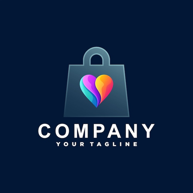 Design do logotipo gradiente da sacola de compras
