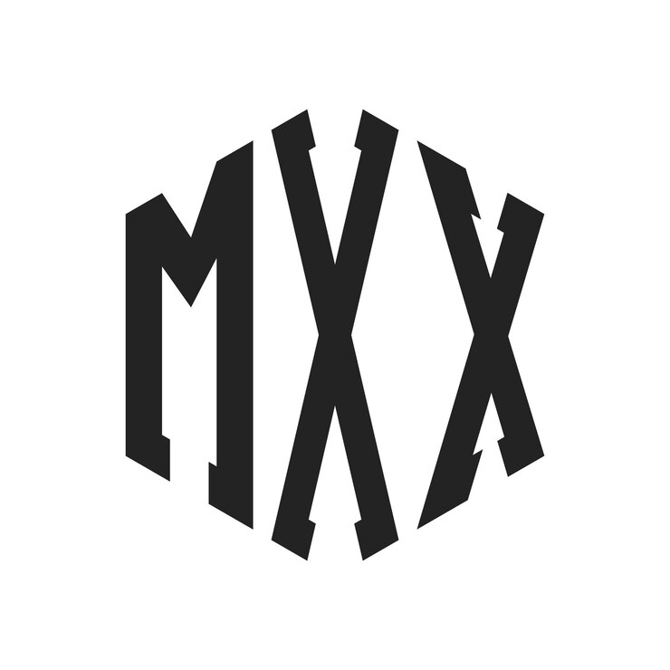 Vetor design do logotipo mxx letra inicial mxx monograma logotipo usando forma de hexágono