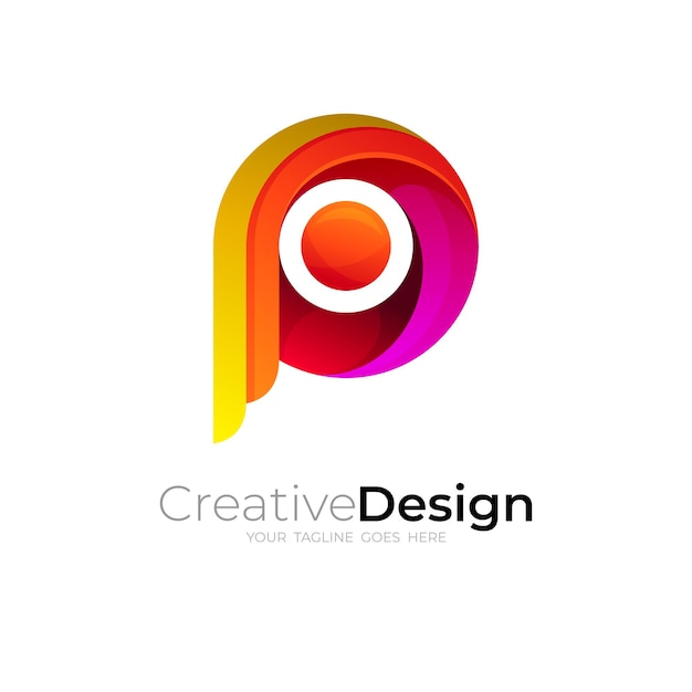 Design do logotipo p com tecnologia, ícone do símbolo